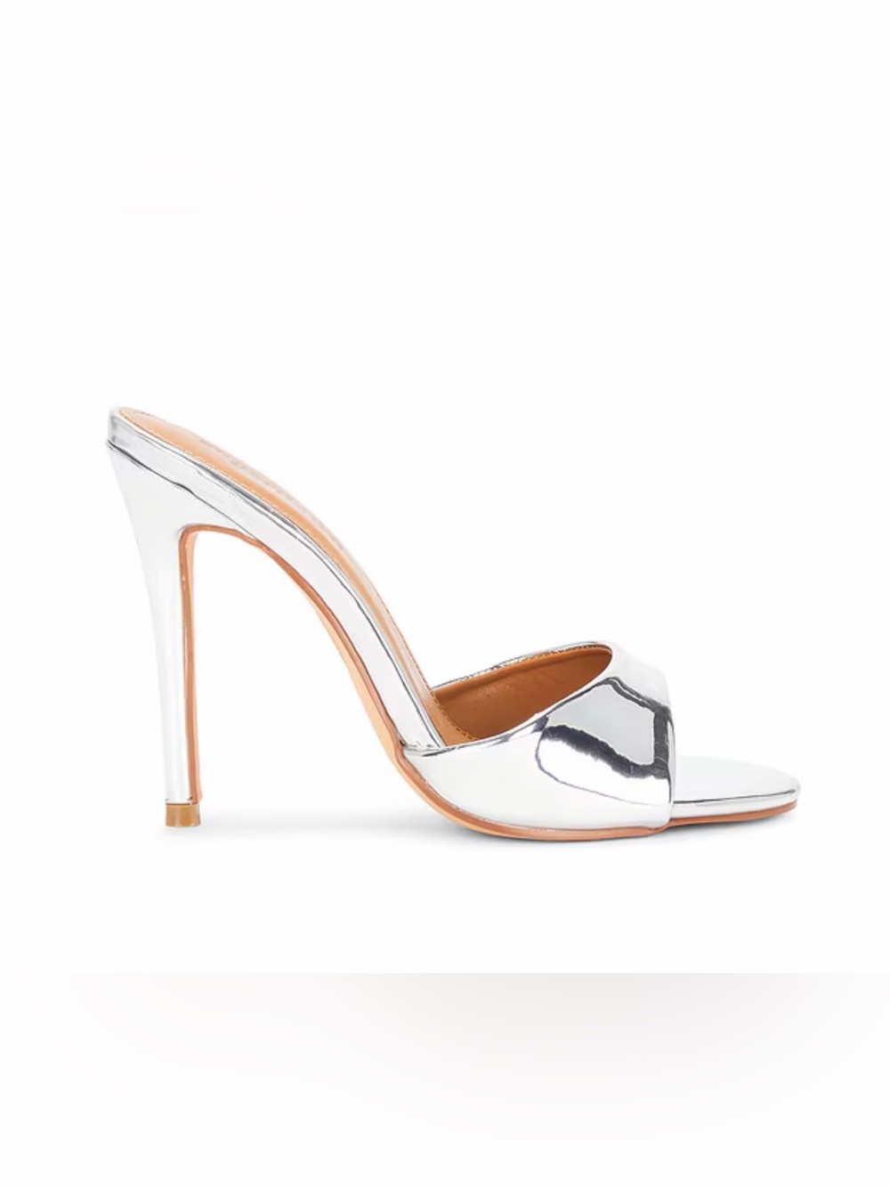 Metallic Silver Patent mule heel size 8